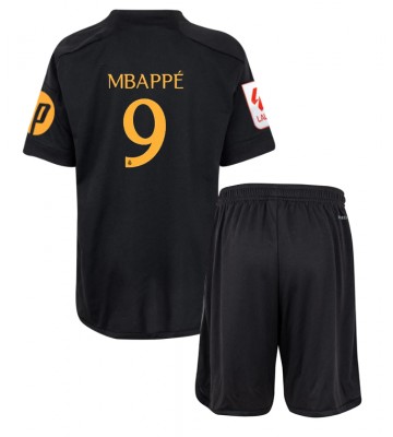 Real Madrid Kylian Mbappe #9 Tercera Equipación Niños 2023-24 Manga Corta (+ Pantalones cortos)